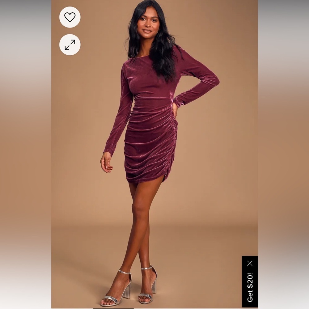 Lulus True Heart Mauve Purple Velvet Ruched Bodycon Dress